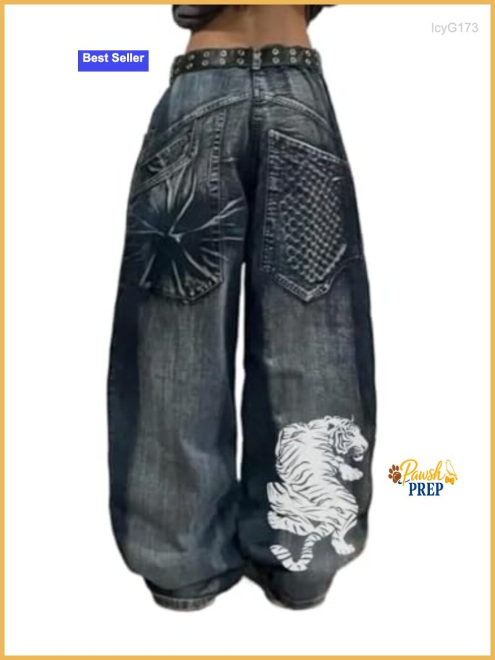 Y2K Tiger Print Baggy High Waist Wide Leg Jeans Gothic Street Style